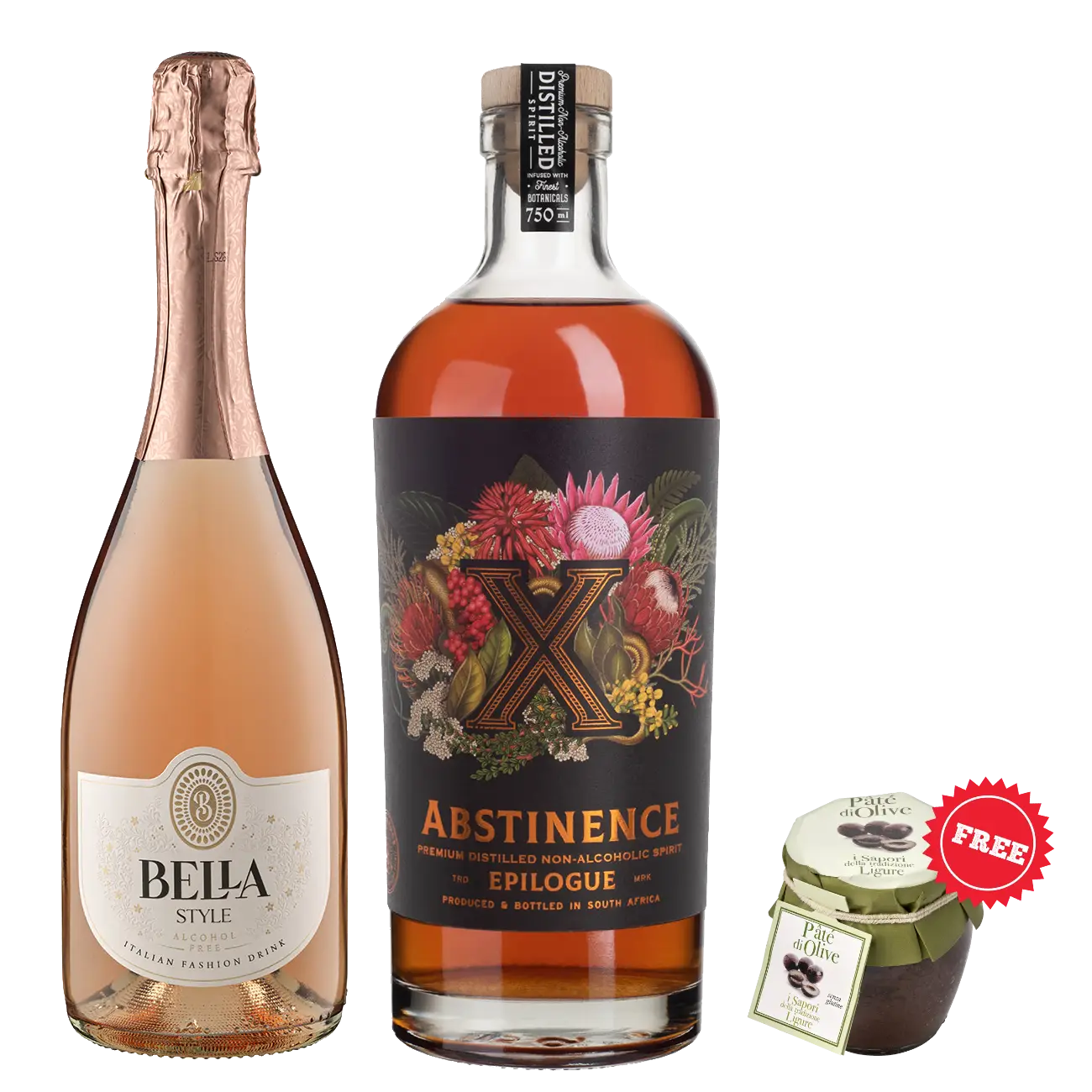 Bella & Epilogue Alkoholfreies Weinset + Gratis Olivenpaté